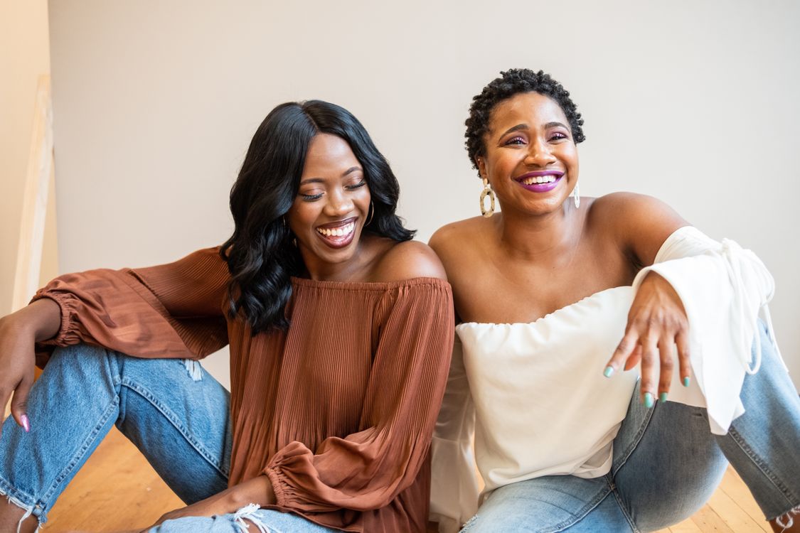 Sisters laughing together