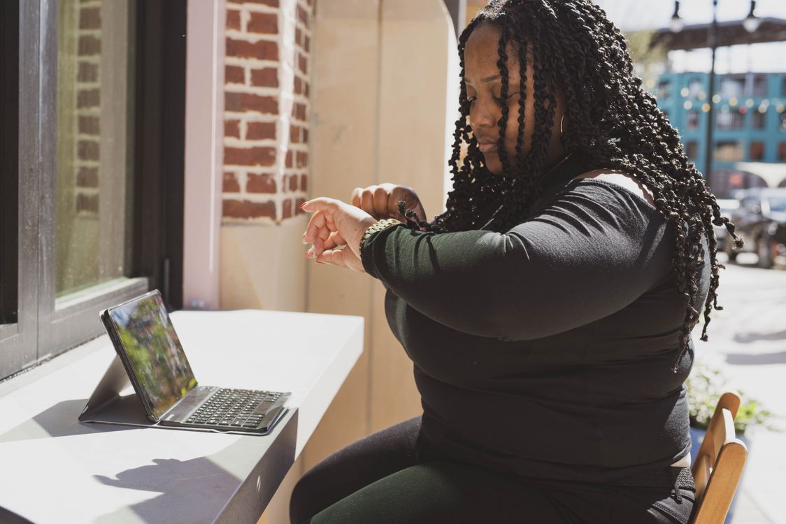 Woman with Tablet and Smartwatch